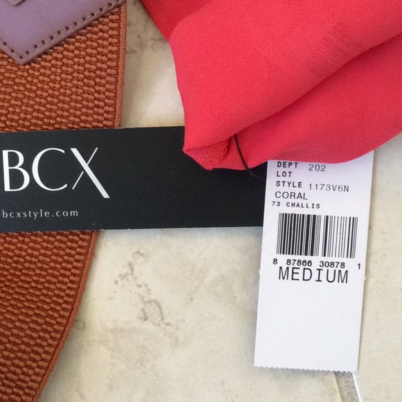 BCX SIZE M BELTED CORAL SHIRT DRESS - Picture 5 of 8